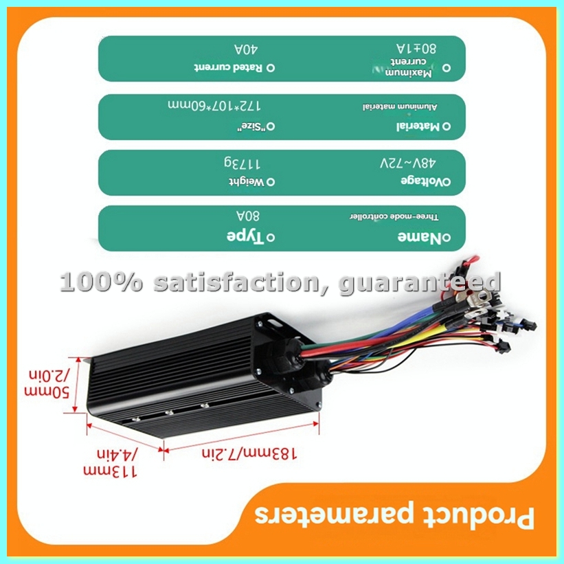 Sine Wave Controller 48V 72V 80A - Zestaw kontrolera do roweru elektrycznego z