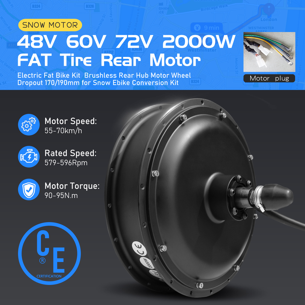 Silnik w piaście koła do rower – Fat Tire Ebike Conversion Kit 2000W recenzja i cena