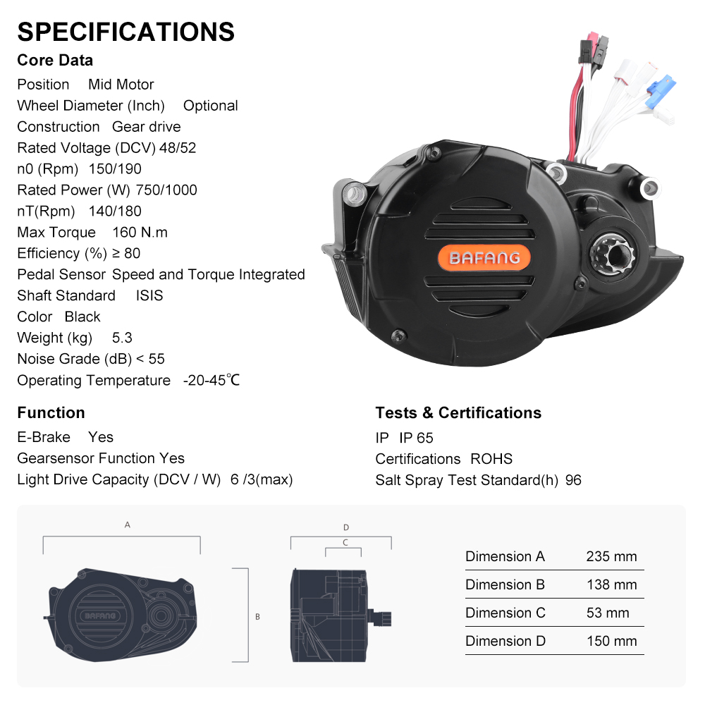 Bafang M620 G510 48V 52V 1000W – Mid Drive Motor Kit 52V 1000W recenzja i cena